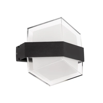 Μοντέρνο επιτοίχιο φωτιστικό LED kelvo® EMPIRE 12W 1200lm IP65 θερμό λευκό 2700K μαύρο ματ 18.5x10x17.5cm