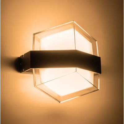 Μοντέρνο επιτοίχιο φωτιστικό LED kelvo® EMPIRE 12W 1200lm IP65 θερμό λευκό 2700K μαύρο ματ 18.5x10x17.5cm
