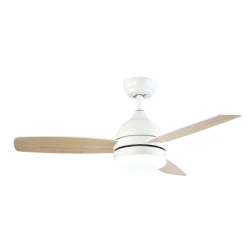 Ανεμιστήρας οροφής 107cm 60W με ενσωματωμένο LED 18W, τηλεχειριστήριο και 3 ταχύτητες, λευκό-ξύλο Ανεμιστήρας οροφής 107cm 60W με ενσωματωμένο LED 18W, τηλεχειριστήριο και 3 ταχύτητες, λευκό-ξύλο