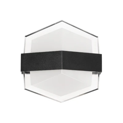 Επιτοίχια απλίκα LED kelvo® EMPIRE 12W 1260lm IP65 φυσικό λευκό 4500K διφωτο μαύρο ματ 18.5x10x17.5cm