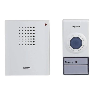 Kit ασύρματου κουδουνιού Legrand Essential 80dB με 32 μελωδίες εμβέλειας 50m στεγανό IP44