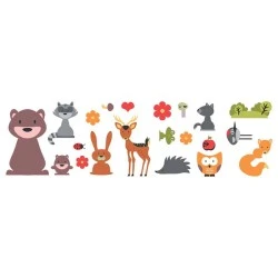 Διακοσμητικά αυτοκόλλητα τοίχου Forest Animals διπλής όψης για τζάμι L 32x12.5cm από βινύλιο Διακοσμητικά αυτοκόλλητα τοίχου Forest Animals διπλής όψης για τζάμι L 32x12.5cm από βινύλιο