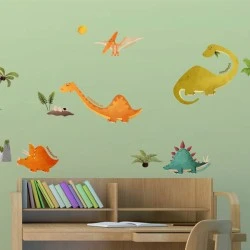 Διακοσμητικά αυτοκόλλητα τοίχου Dinosaurs σε καρτέλα 13 τεμαχίων έτοιμων για τοποθέτηση