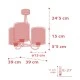 Κρεμαστό φωτιστικό οροφής τρίφωτο Dots Pink Ε27 220-240V με ρυθμιζόμενο κιτ ανάρτησης