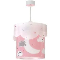 Παιδικό φωτιστικό οροφής E27 Moon Pink με ρυθμιζόμενο κιτ ανάρτησης και διακοσμημένη ροζέτα