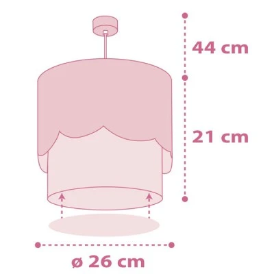Παιδικό φωτιστικό οροφής E27 Moon Pink με ρυθμιζόμενο κιτ ανάρτησης και διακοσμημένη ροζέτα