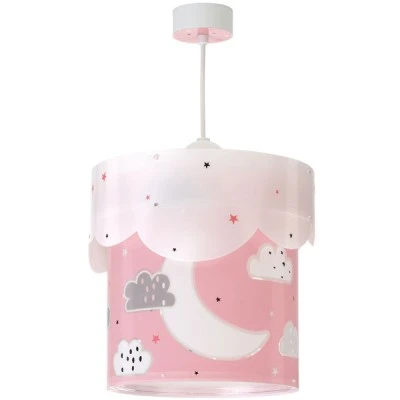 Παιδικό φωτιστικό οροφής E27 Moon Pink με ρυθμιζόμενο κιτ ανάρτησης και διακοσμημένη ροζέτα