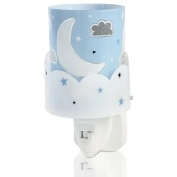 Παιδικό φωτιστικό νυκτός LED Moon Blue διπλού τοιχώματος με διάφανα σημεία στήριξης