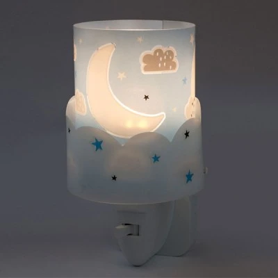 Παιδικό φωτιστικό νυκτός LED Moon Blue διπλού τοιχώματος με διάφανα σημεία στήριξης Παιδικό φωτιστικό νυκτός LED Moon Blue διπλού τοιχώματος με διάφανα σημεία στήριξης
