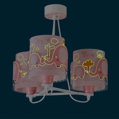 Κρεμαστό τρίφωτο οροφής Little Elephant Pink Ε27 220-240V με ρυθμιζόμενο κιτ ανάρτησης