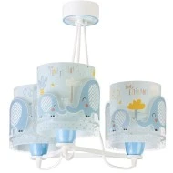 Κρεμαστό φωτιστικό οροφής τρίφωτο Little Elephant Blue Ε27 με διακοσμημένη ροζέτα