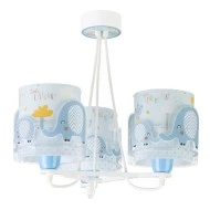 Κρεμαστό φωτιστικό οροφής τρίφωτο Little Elephant Blue Ε27 με διακοσμημένη ροζέτα Κρεμαστό φωτιστικό οροφής τρίφωτο Little Elephant Blue Ε27 με διακοσμημένη ροζέτα