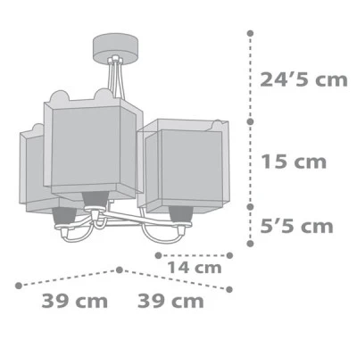 Κρεμαστό τρίφωτο φωτιστικό οροφής Little Teddy Ε27 220-240V με διακοσμημένη ροζέτα