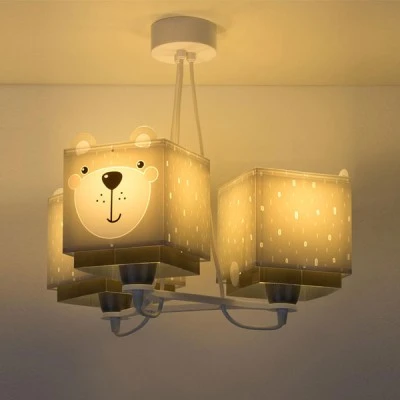 Κρεμαστό τρίφωτο φωτιστικό οροφής Little Teddy Ε27 220-240V με διακοσμημένη ροζέτα