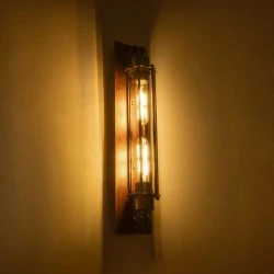 Φωτιστικό τοίχου vintage απλίκα με ντουί 2 x E27 AC 220-240V IP20 χάλκινο εφέ σκουριάς Μ10 x Π11 x Υ47cm
