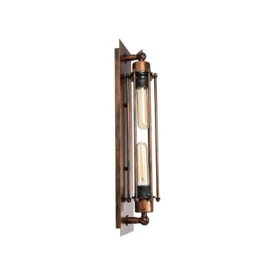 Φωτιστικό τοίχου vintage απλίκα με ντουί 2 x E27 AC 220-240V IP20 χάλκινο εφέ σκουριάς Μ10 x Π11 x Υ47cm