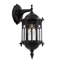 Φωτιστικό τοίχου vintage απλίκα με ντουί 1 x E27 AC 220-240V IP20 μαύρο Μ15.5 x Π15.5 x Υ34.5cm