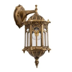 Φωτιστικό τοίχου  vintage απλίκα με ντουί 1 x E27 AC 220-240V IP20 μπρούτζινο εφέ σκουριάς Μ15.5 x Π15.5 x Υ34.5cm
