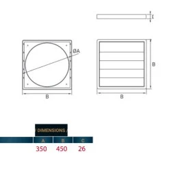 Περσίδα βαρύτητας αλουμινίου Dospel KRZ Φ350 450x450mm