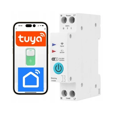 Smart WiFi ρελέ ράγας 63A EGER DTR001W με τοπικό χειρισμό, χρονοδιακόπτη & χρονικό συμβατό με Tuya / Smart Life