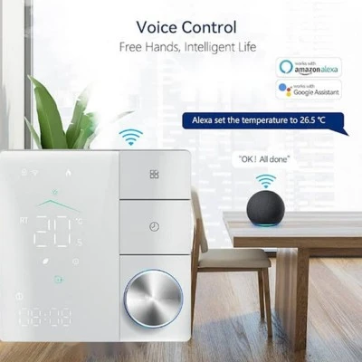 Smart Wifi θερμοστάτης χώρου προγραμματιζόμενος εβδομαδιαίος χωνευτός ΒΗΤ 18W θέρμανσης με ξηρή επαφή λευκός Tuya Smart & Smart Life