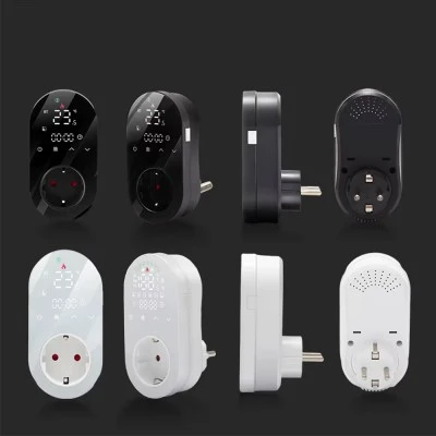 Smart Wifi ψηφιακός θερμοστάτης πρίζας EGER BHT 12B 16Α τύπου Suko με οθόνη μαύρος