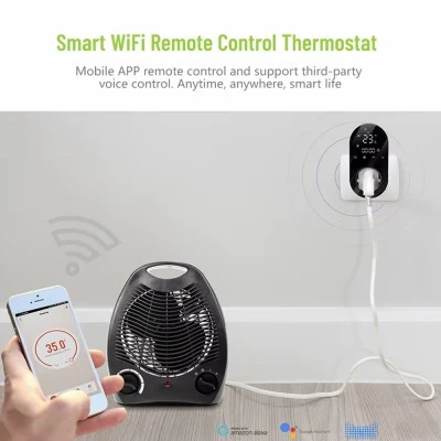 Smart Wifi ψηφιακός θερμοστάτης πρίζας EGER BHT 12B 16Α τύπου Suko με οθόνη μαύρος