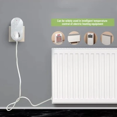 Smart Wifi ψηφιακός θερμοστάτης πρίζας EGER BHT 12W 16Α τύπου Suko με οθόνη λευκός