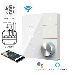 Smart Wifi ψηφικός θερμοστάτης χωνευτός EGER BAC-18ALW W για 2-σωλήνιο σύστημα Fan-Coil 3-βαθμίδων λευκό Tuya Smart & Smart Life