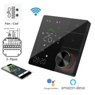 Smart Wifi ψηφικός θερμοστάτης χωνευτός EGER BAC-18ALW B για 2-σωλήνιο σύστημα Fan-Coil 3-βαθμίδων μαύρο Tuya Smart & Smart Life