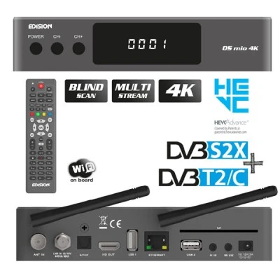 Δορυφορικός δέκτης EDISION OS MIO 4K S2X+T2/C DVB-S2X/DVB-T2/C Multi Stream