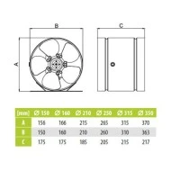 Εξαεριστήρας αεραγωγών AirRoxy aRw Φ210 40W 230V 50Hz 400m³/h 54dB