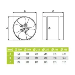 Εξαεριστήρας αεραγωγών AirRoxy aRw Φ250 86W 230V 50Hz 1000m³/h 56dB