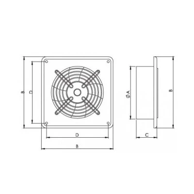 Εξαεριστήρας βιομηχανικός τοίχου airRoxy Arok Φ400 180W 3955m³/h 67dB 1380rpm