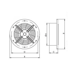 Εξαεριστήρας βιομηχανικός τοίχου airRoxy Aros Φ300 145W 2330m³/h 62dB 2300rpm
