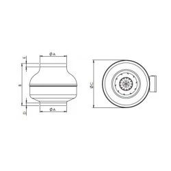 Ενδιάμεσος εξαεριστήρας αεραγωγών airRoxy Ard Φ160 125W 755m³/h 62dB 2430rpm