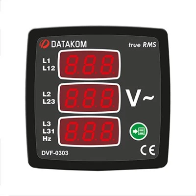 Ψηφιακό όργανο πίνακος DVF-0303-72 DTK συχνόμετρο-βολτόμετρο AC 3Φ 72Χ72mm