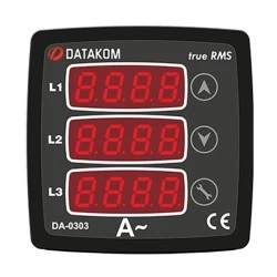 Όργανο πίνακος αμπερόμετρο ψηφιακό DA-0303-72 DATAKOM AC τριφασικό 3Φ 72Χ72mm