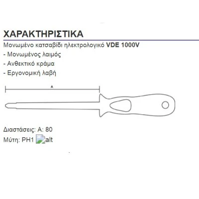 Κατσαβίδι μονωμένο ηλεκτρολογικό Pro s kit DIN1000V SD800-P1 με μονωμένο λαιμό & εργονομική λαβή Κατσαβίδι μονωμένο ηλεκτρολογικό Pro s kit DIN1000V SD800-P1 με μονωμένο λαιμό & εργονομική λαβή