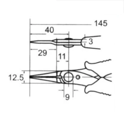 Μυτοτσίμπιδο μακρύ Pro s kit 1PK-102-E 145mm από ανθρακούχο χάλυβα και λαβές από αγώγιμο υλικό