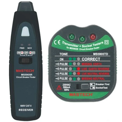Tester πρίζας ανιχνευτής ασφαλείας MS5905RTD MASTECH 90-600VAC 50/60Hz με οπτικοακουστικές ενδείξεις