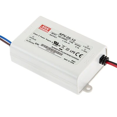 Τροφοδοτικό APV25-12 MEAN WELL 25W 12V για ταινίες & λάμπες LED πλαστικό στεγανό IP42 Τροφοδοτικό APV25-12 MEAN WELL 25W 12V για ταινίες & λάμπες LED πλαστικό στεγανό IP42
