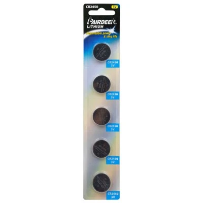 Μπαταρία λιθίου κουμπί Pairdeer 3V CR2450 580mAh σε Blister PRD 5 τεμαχίων