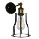 GloboStar® CATEL 01054 Vintage Industrial Φωτιστικό Τοίχου Απλίκα Μονόφωτο Μαύρο Μεταλλικό Πλέγμα Φ15 x Μ26 x Π15 x Υ30cm