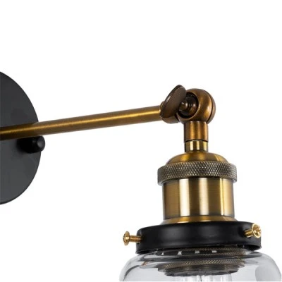 GloboStar® LYDIA 01071 Vintage Φωτιστικό Τοίχου Απλίκα Μονόφωτο Χρυσό Μεταλλικό με Γυάλινη Καμπάνα Φ14 x Μ25.5 x Π14.5 x Υ29.5cm