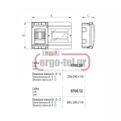 Πλαστικός πίνακας διανομής επίτοιχος μιας σειράς 12M IP40 με πόρτα MARLANVIL 9700.12