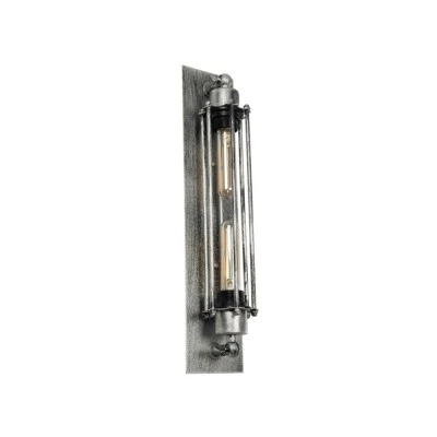 Φωτιστικό τοίχου vintage απλίκα με ντουί 2 x E27 AC 220-240V IP20 ασημί εφέ σκουριάς Μ10 x Π11 x Υ47cm