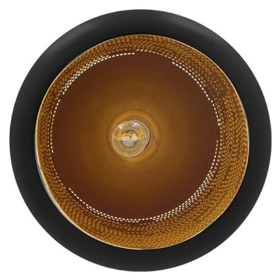 GloboStar® JANIS 01591 Μοντέρνο Κρεμαστό Φωτιστικό Οροφής Μονόφωτο 1 x E27 Μαύρο - Χρυσό Μεταλλικό Καμπάνα Φ20 x Υ41cm