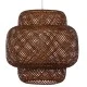 GloboStar® MALDIVES 01658 Boho Κρεμαστό Φωτιστικό Πλέγμα Μονόφωτο 1 x E27 IP20 Καφέ Ξύλο - Μ56 x Π56 x Υ54cm