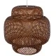 GloboStar® MALDIVES 01658 Boho Κρεμαστό Φωτιστικό Πλέγμα Μονόφωτο 1 x E27 IP20 Καφέ Ξύλο - Μ56 x Π56 x Υ54cm